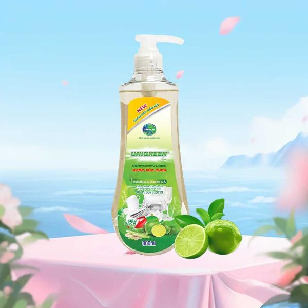 Nước rửa chén Uni Green 800ml - Hương chanh xả