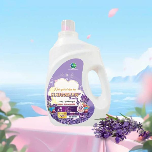 Nước giặt xả cao cấp UniGreen Family - Hương Lavender (3 kg)